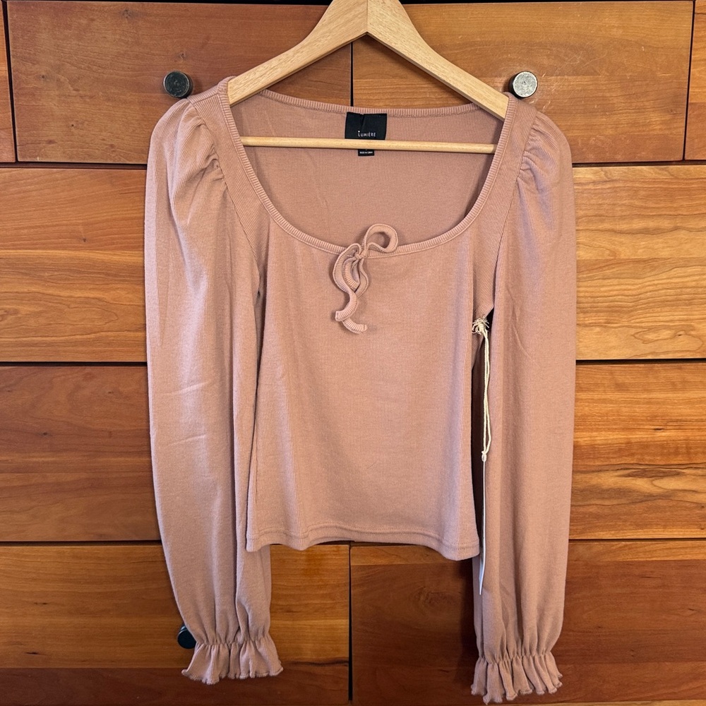 Lumiere Women's Blush Long Sleeve Blouse Size S NWT